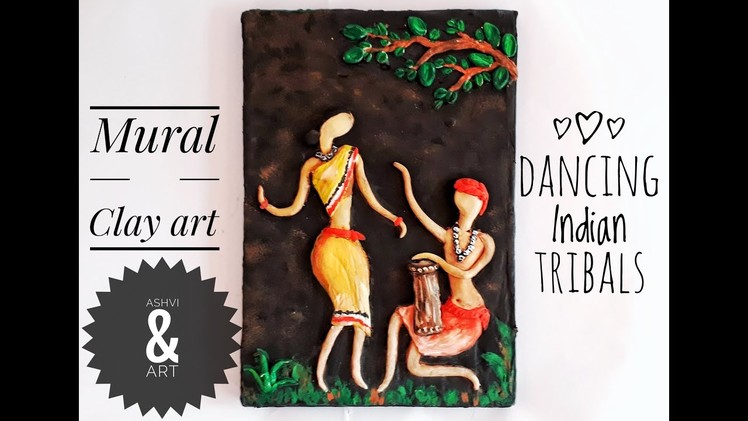 DIY Tribal Mural Clay Art- Dancing tribal couple #Tribalmural