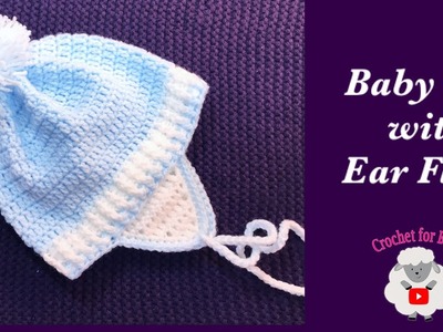 Easy baby beanie hats - Crochet baby hat with ear flaps  0-12M - beginners - Crochet for Baby #191