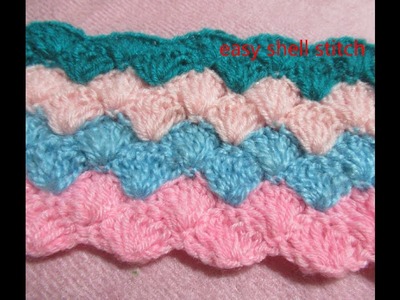 Easy crochet shell stitch -grate for kids blanket ,sweater , shawl multicolour  shell stitch