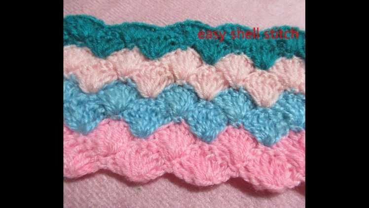 Easy crochet shell stitch -grate for kids blanket ,sweater , shawl multicolour  shell stitch