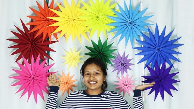 Giant Paper Star Wall Decoration - DIY Easy Birthday Decoration Ideas