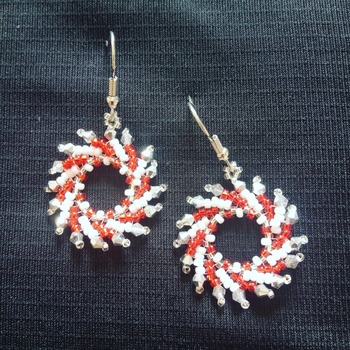 Handmade Red White Silver Windmill Earrings Jewellery