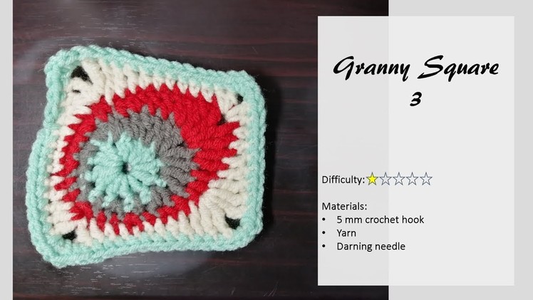 How to crochet granny square using crochet pattern #2