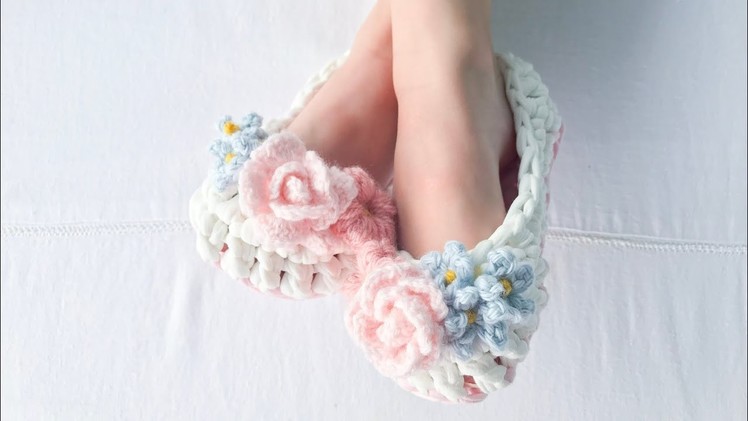 HOW TO Crochet Nosegay Slippers - In ONLY 4 ROUNDS!!!! SUPER FAST