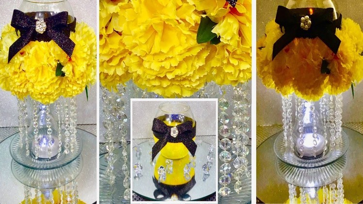 How To Make A Glamorous Yellow Carnations Centerpiece. DIY