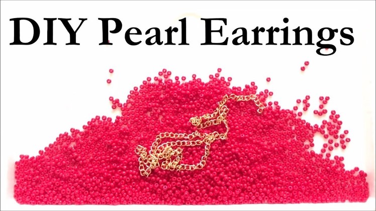 How To Make Long Earrings With Pearls - DIY Crafts Tutorial - Handmade Red Pearl & Chain Earrings