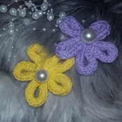 Knitted flower hair clips set of 2