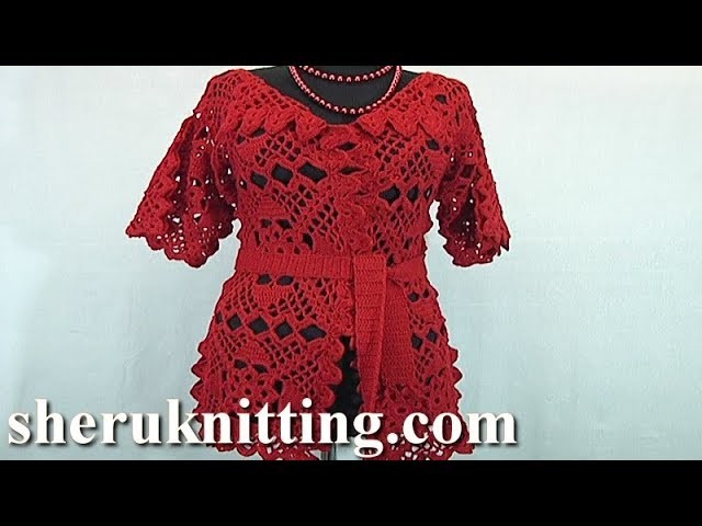 Red Crochet Cradigan Tutorial 30 Part 1 of 2