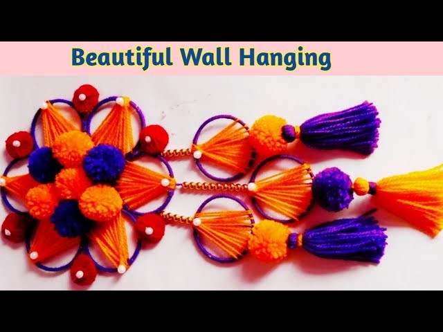 AMAZING  Wall hanging ideas \ woolen wall hanging craft ideas \ wall hanging  from waste  bangles \