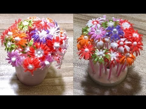 DIY Drinking Straw Flower Craft Idea - New Decoration Ideas