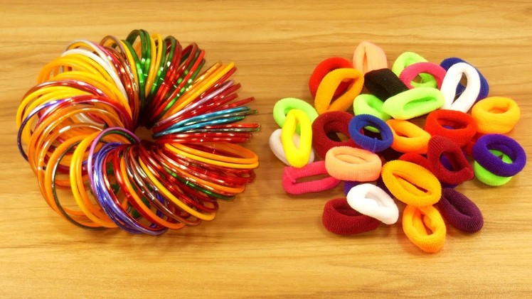DIY Hair rubber bands & Old bangles craft idea | DIY art and craft | DIY HOME DECO