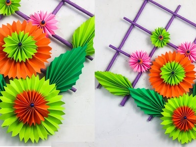 DIY: Hanging Flower - Wall Decoration | paper flower wall hanging  | Paper Craft Ideas