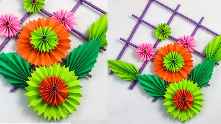 DIY: Hanging Flower - Wall Decoration | paper flower wall hanging  | Paper Craft Ideas