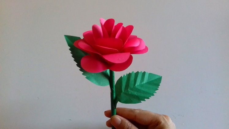 How to make colour paper Rose Flower. DIY. craft idea. Easy Hand made Beautiful Rose flower