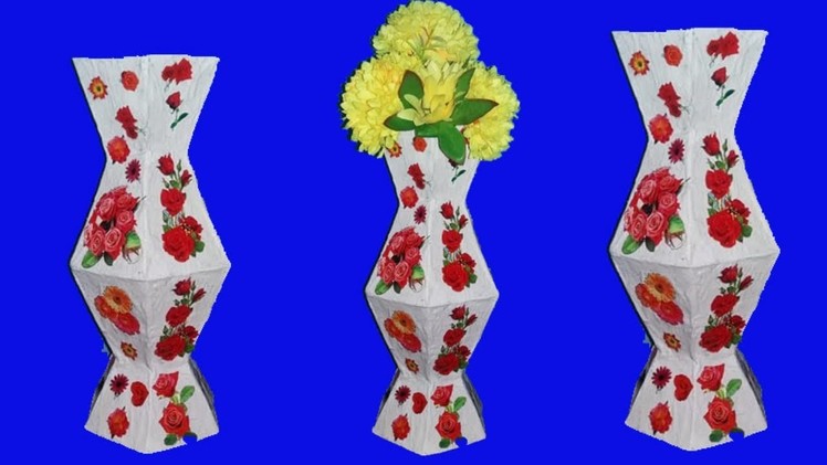 How to make flower vase\\new style flower vase with paper||craft with paper||dustu pakhe