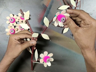 Icecream stick craft.|| Flower pot making ideas from icecream stick.  Tarun Art.