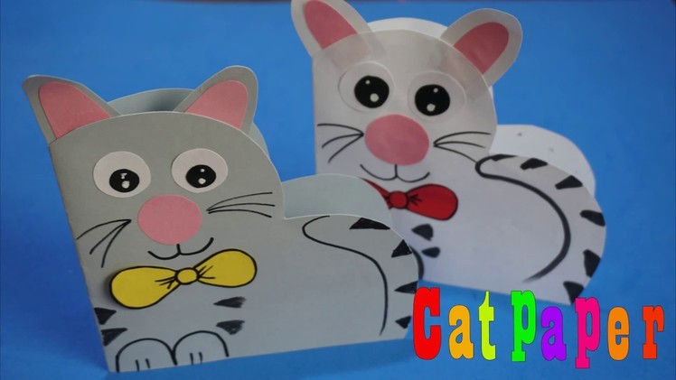 Paper Cat Craft step by step tutorial for kids