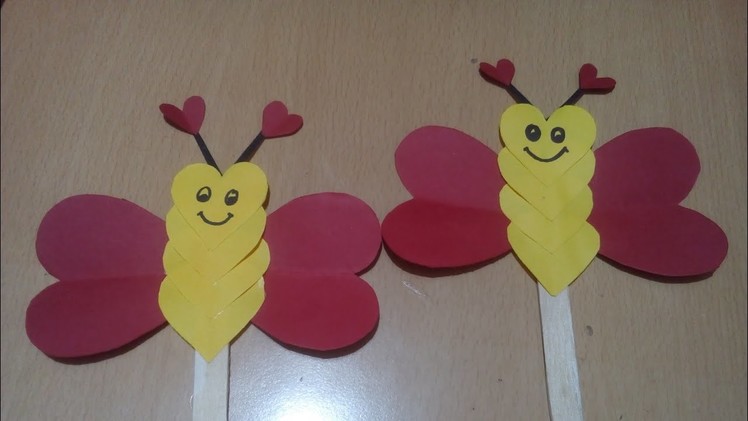 Summer craft for kids.origami paper butterfly using ice-cream sticks.preschool crafts