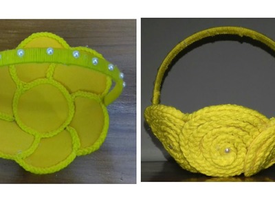 Waste material recycle craft.DIY.woollen craft.Foam sheet craft.Basket making.Home Decor.Art n craft