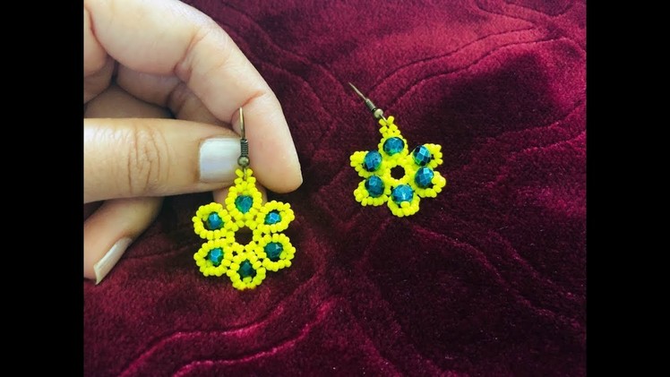 Beaded Flower Earrings || How to make Beaded Earrings