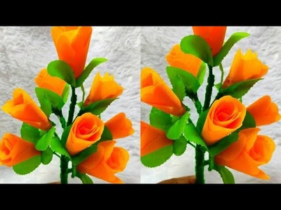 #bouquet #guldasta Best Out Of Waste Cloth Bag. beautiful guldasta. How to make Rose Flowers