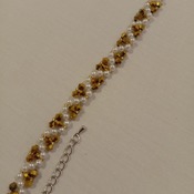 Handmade White Pearl Austria Golden Crytal Glass Bracelet