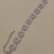 Handmade White Pearl Purple Heart Bracelet