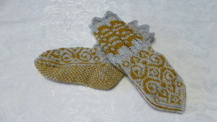 How to knit norwegian selbu socks for children.