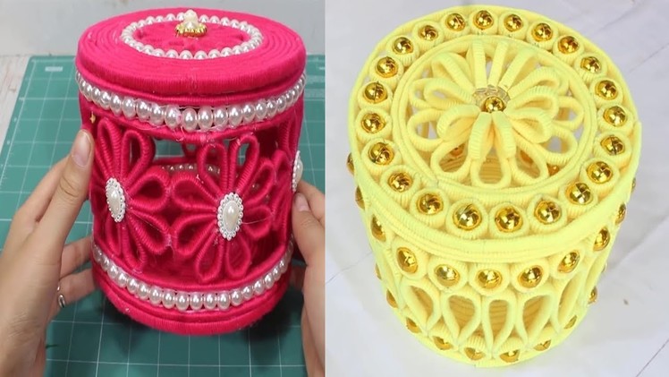 How to make a jewelry box from a yarn and newspaper craft?