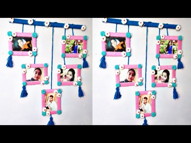 How To Make Collage Photos Frame | With wool AND CARD  BOARD And Other Decoration Things