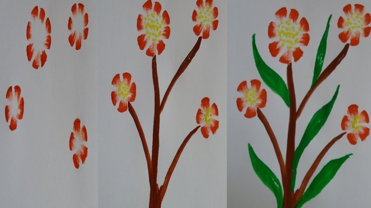 How To Make Easy Flower Painting With Finger  ||  IDEA OF INDIAN