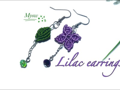 How to make lilac flower earrings - macrame tutorial BT0006