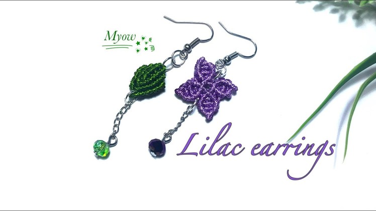 How to make lilac flower earrings - macrame tutorial BT0006