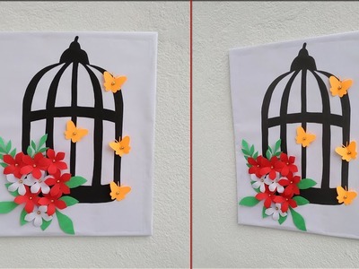 Unique bird cage wall decoration ideas|| How to decorate your wall with papers|| DIY paper crafts