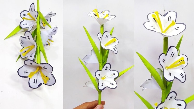 DIY- How to make Beautiful Paper Stick Flower | paper Flower | Stick Flower using paper