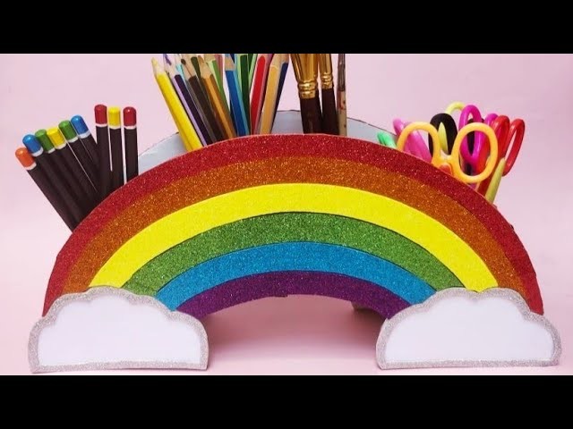 Diy How to make Rainbow Pencil Stand