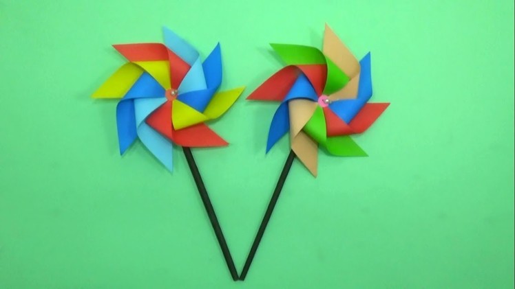 DIY Paper Pinwheel That Spins - How to Make a Windmill With Color Paper - Tutorial for Crafts Lover