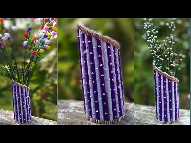 Easy Newspaper flower vase. How to make a flower vase at Home. Newspaper Craft. 110