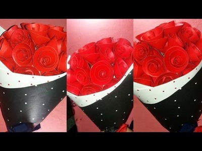Handmade Paper Flower Bouquet,How to make a Beautiful Rose flower bouquet. NABANITA ROY.