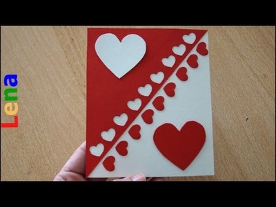 Herzkarte basteln mit Lena  - How to make hearts card - как сделать открытку из сердечек