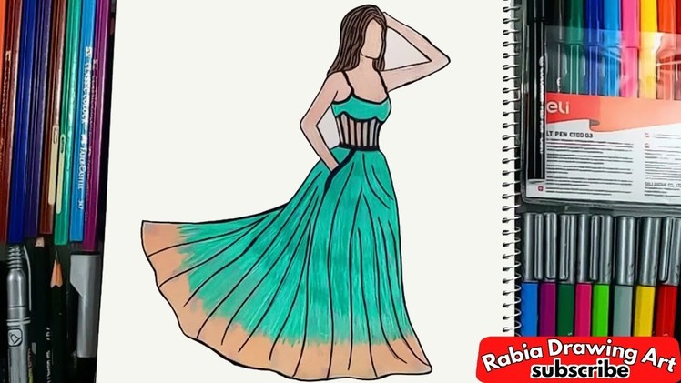 How to Draw the Floral Ball Gown | Perry Green Long Prom Dress