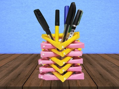 How to make a paper Pen Stand? (Pen Holder) | Home Crafts Ideas | Art & Craft | Brighty Craft