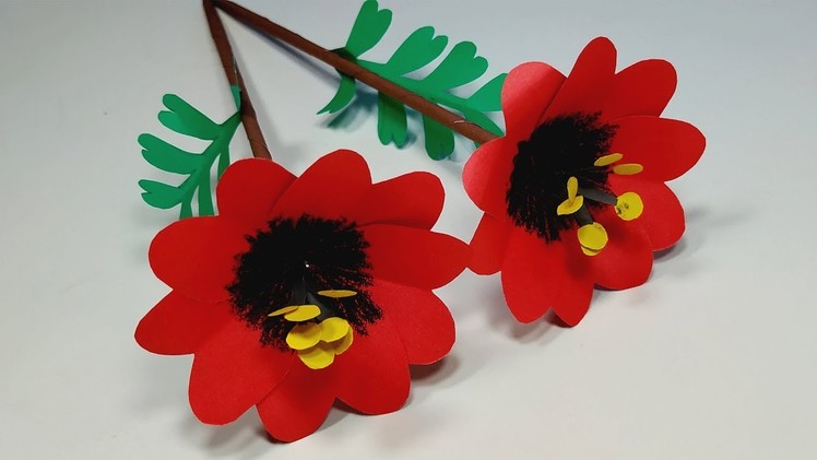 How to Make Paper Stick Flower Idea! Paper Handcraft Idea | Paper Flower | Jarine's Crafty Creation