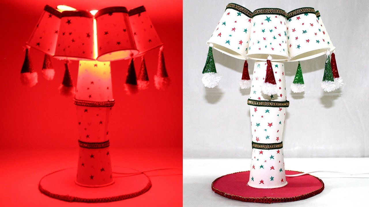 How To Make Show Lamp With Paper Glass Table Making At Home Recycle Papercup Lamp Recycle Papercup, How To Make Table Lamp Shades At Home With Paper