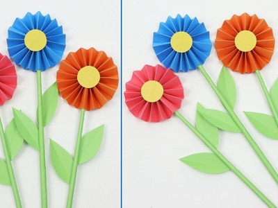 How to Make Simple Flowers from Paper - DIY Easy Paper Flower Making - DIY Paper Stick Flowers