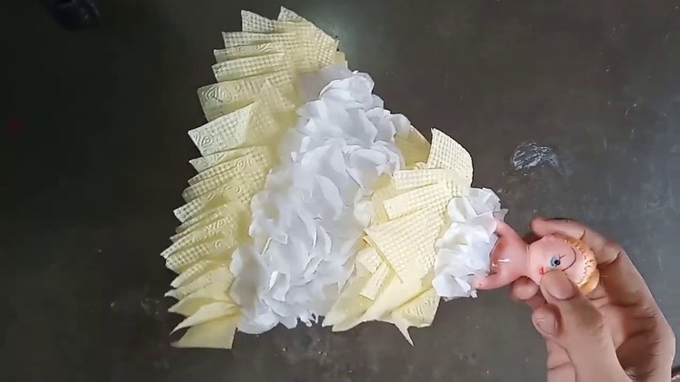How to make tissue paper doll. doll dress making easy tutorials.showpiece