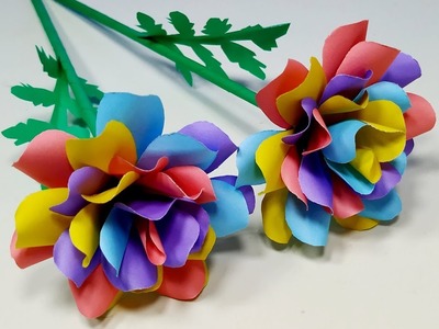 How to Make Very Beautiful Colorful Paper Stick Flower Decoration Idea! DIY|Jarine's Crafty Creation