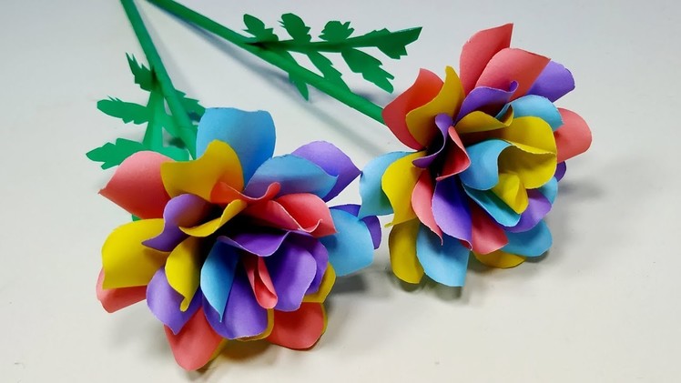 How to Make Very Beautiful Colorful Paper Stick Flower Decoration Idea! DIY|Jarine's Crafty Creation