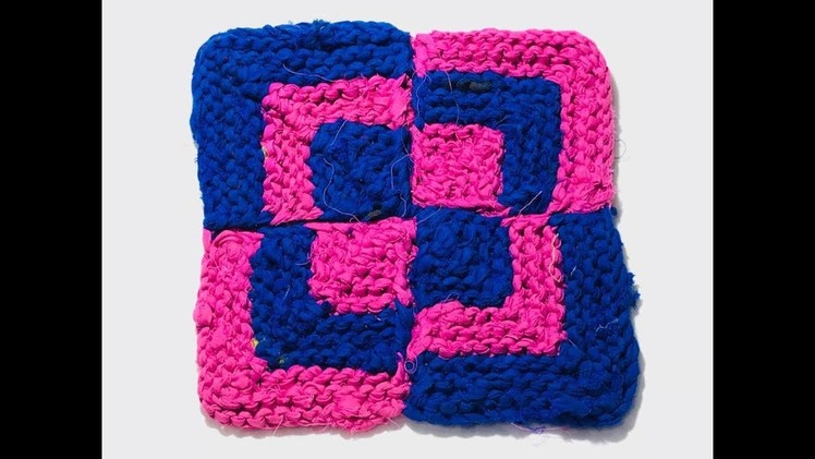 New design square shaped four block doormat in hindii step by step