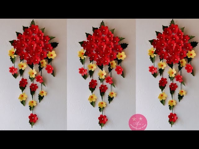 Beautiful Wall Hanging Made With Paper Wool And Cardboard Easy Gift - Art And Craft With Paper Easy Beautiful Wall Hanging